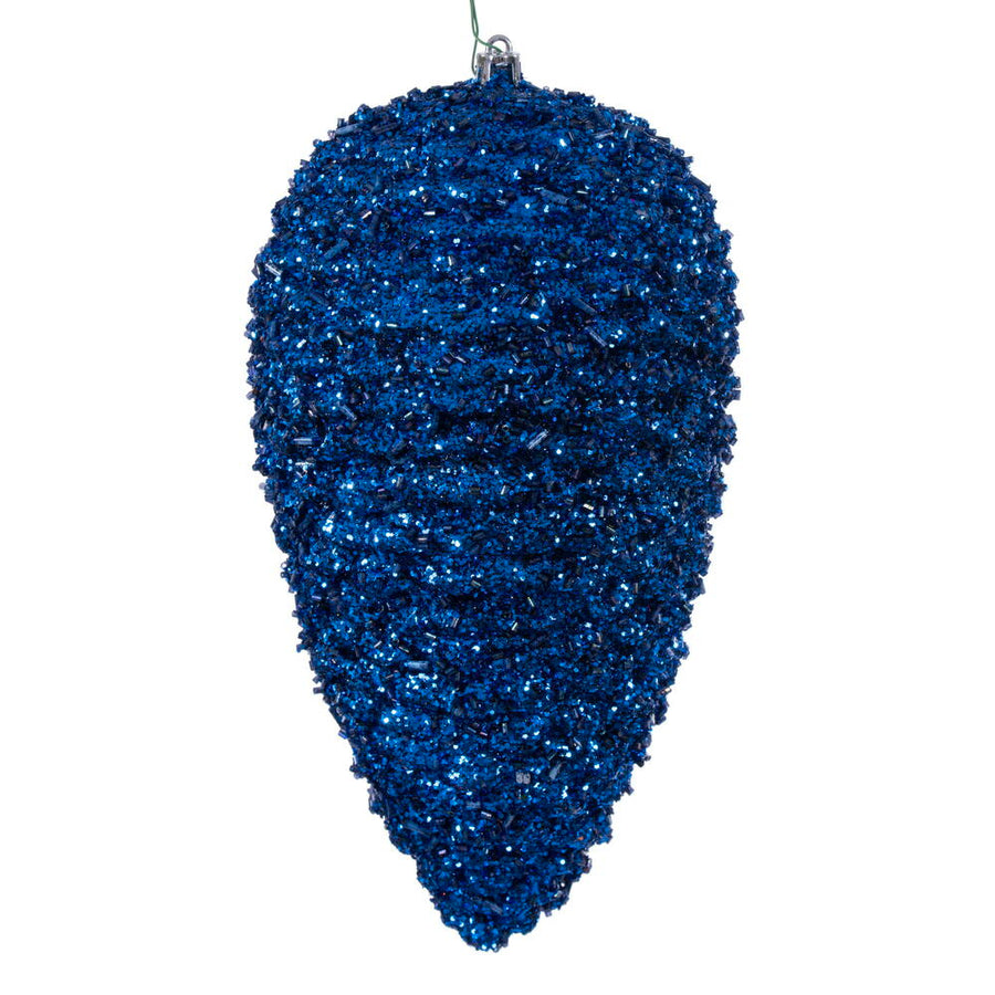 10" Midnight Blue Glitter Pinecone