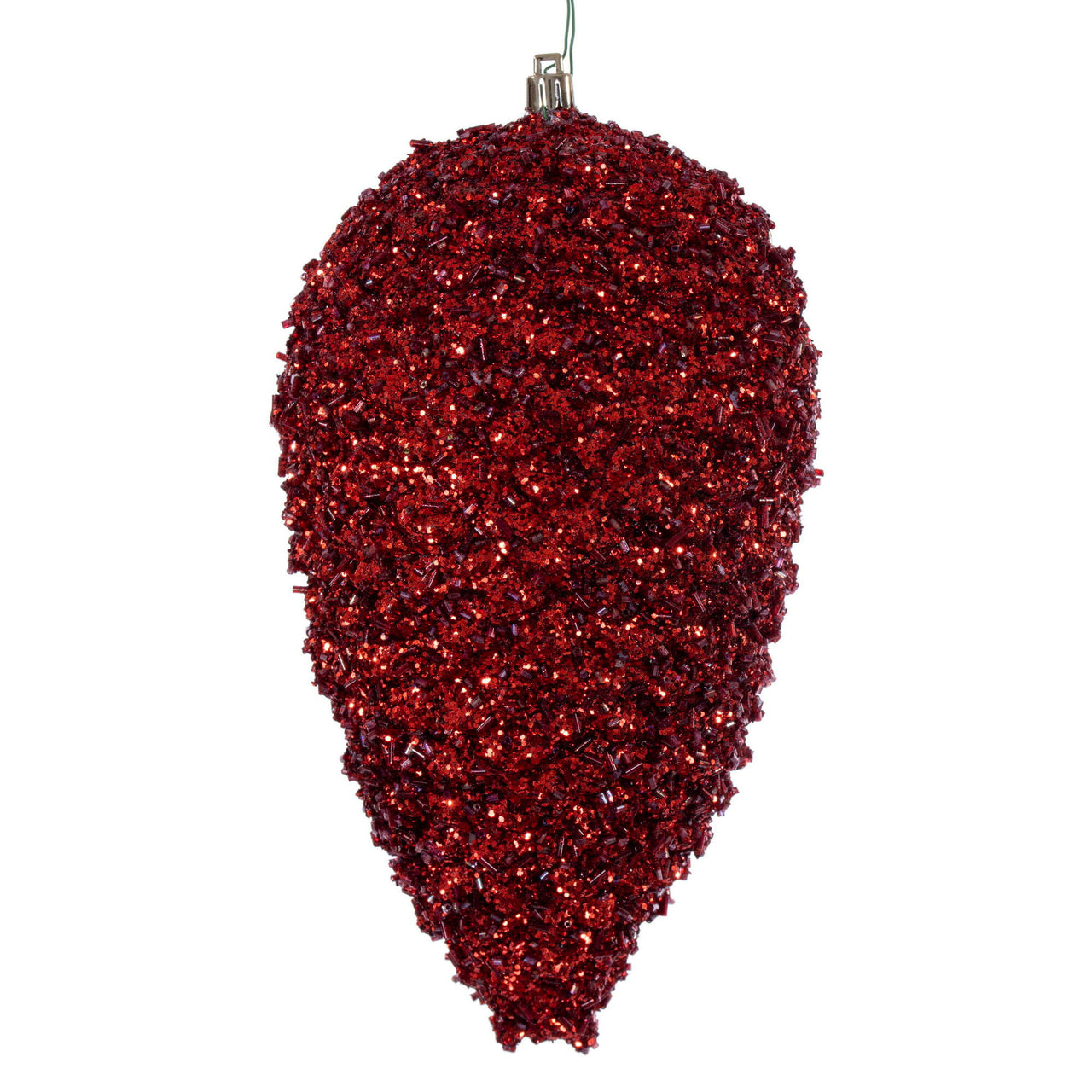 10" Burgundy Glitter Pinecone