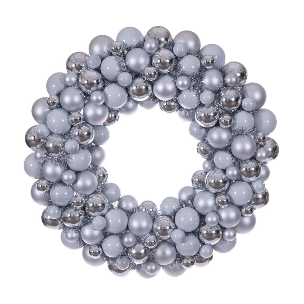 28" Silver Matt Shny Perl Ball Wreath UV