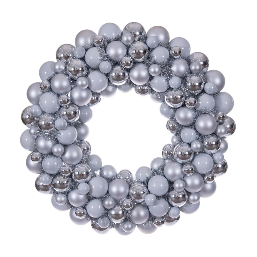 28" Silver Matt Shny Perl Ball Wreath UV
