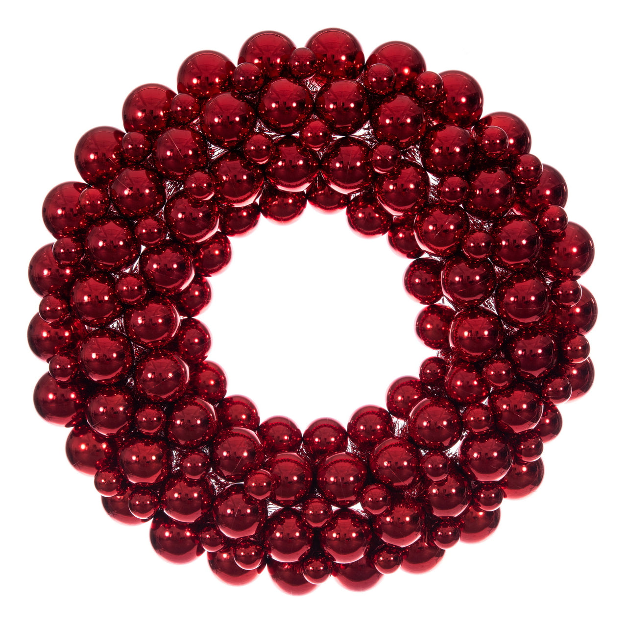 28" Red Shiny Ball Wreath UV