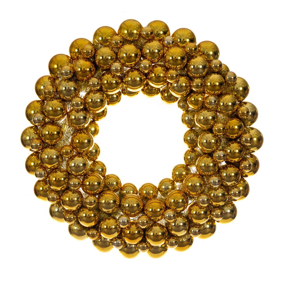 28" Gold Shiny Ball Wreath UV