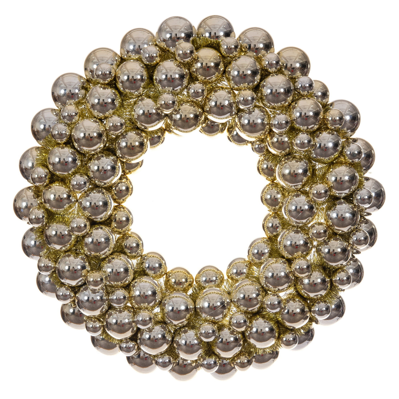 28" Champagne Shiny Ball Wreath UV
