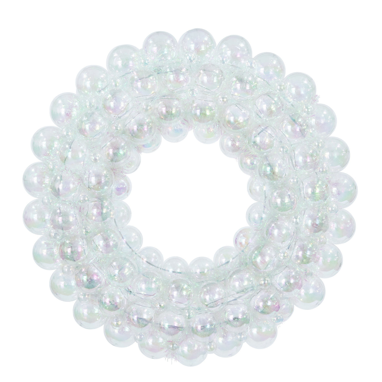 28" Clear Iridescent Ball Wreath UV
