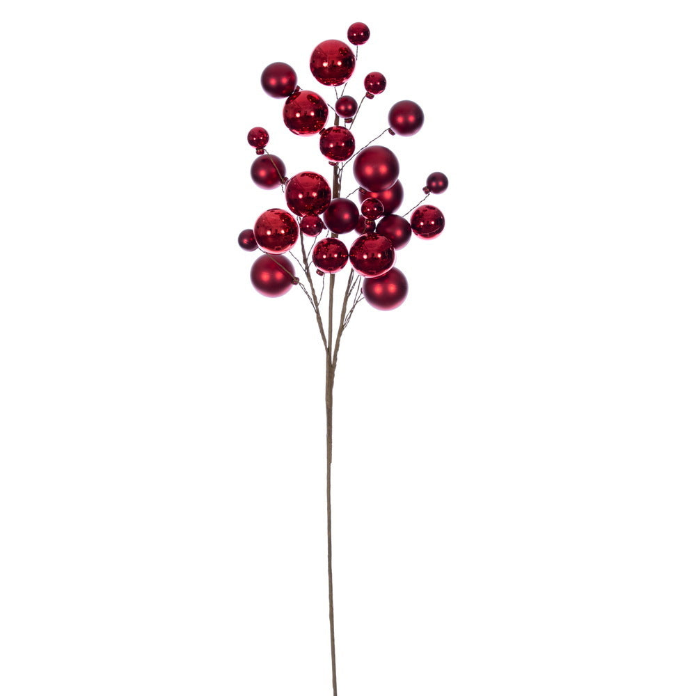 30" Red Matte Shiny Ball Orn Spray 1-2"