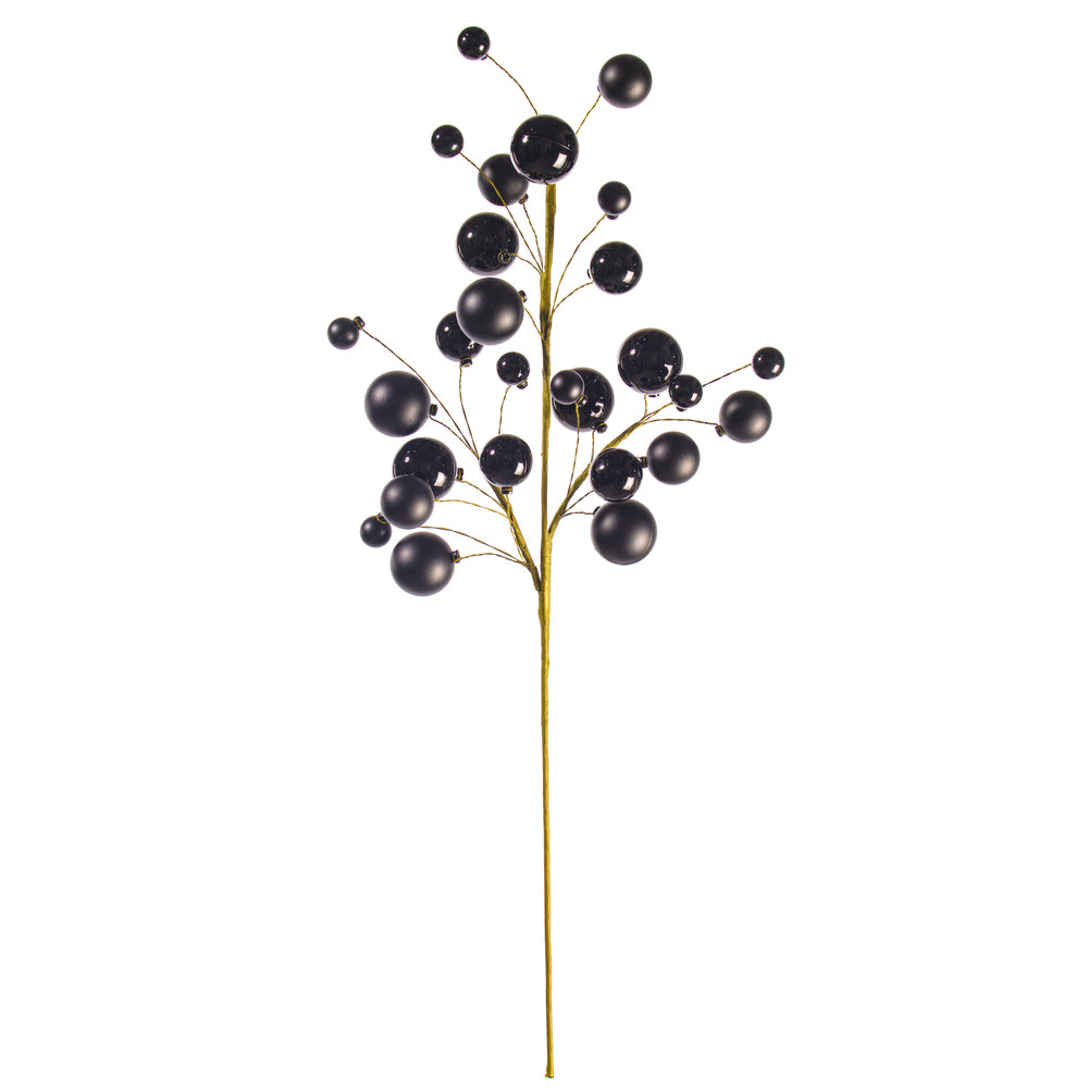 30" Black Matt Shiny Ball Orn Spray 1-2"