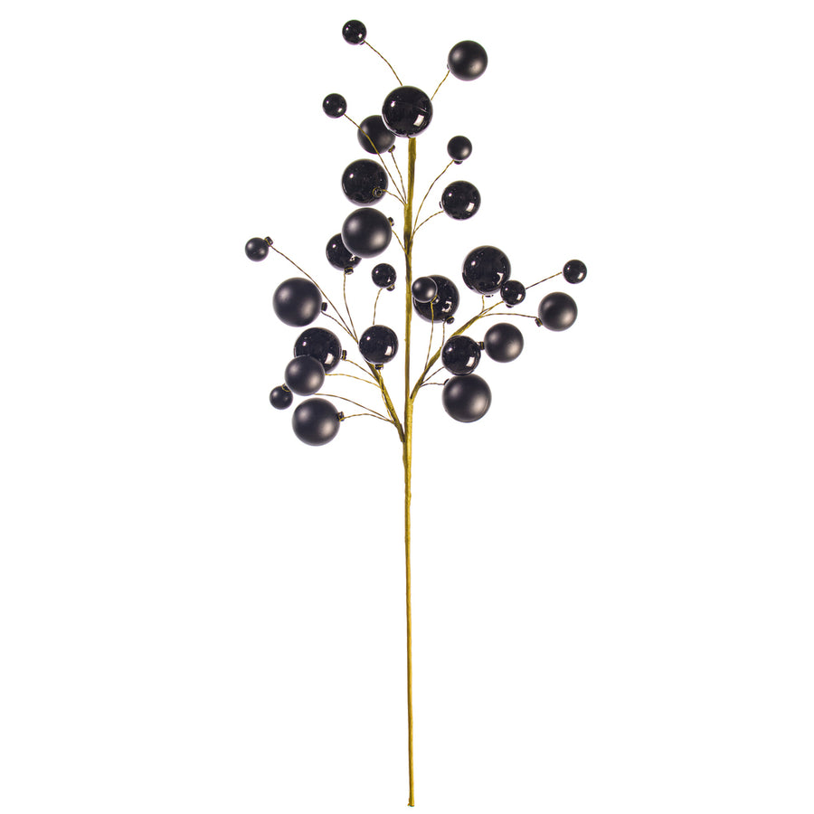 30" Black Matt Shiny Ball Orn Spray 1-2"