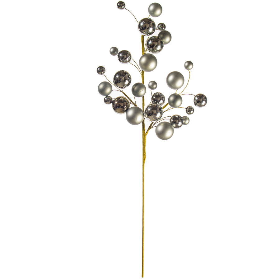30" Pewter Matt Shny Ball Orn Spray 1-2"