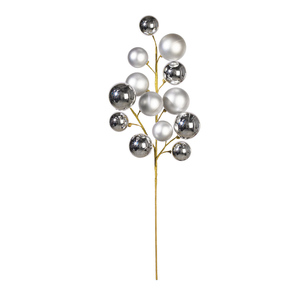 30" Silver Matt Shny Ball Orn Spray 2-3"