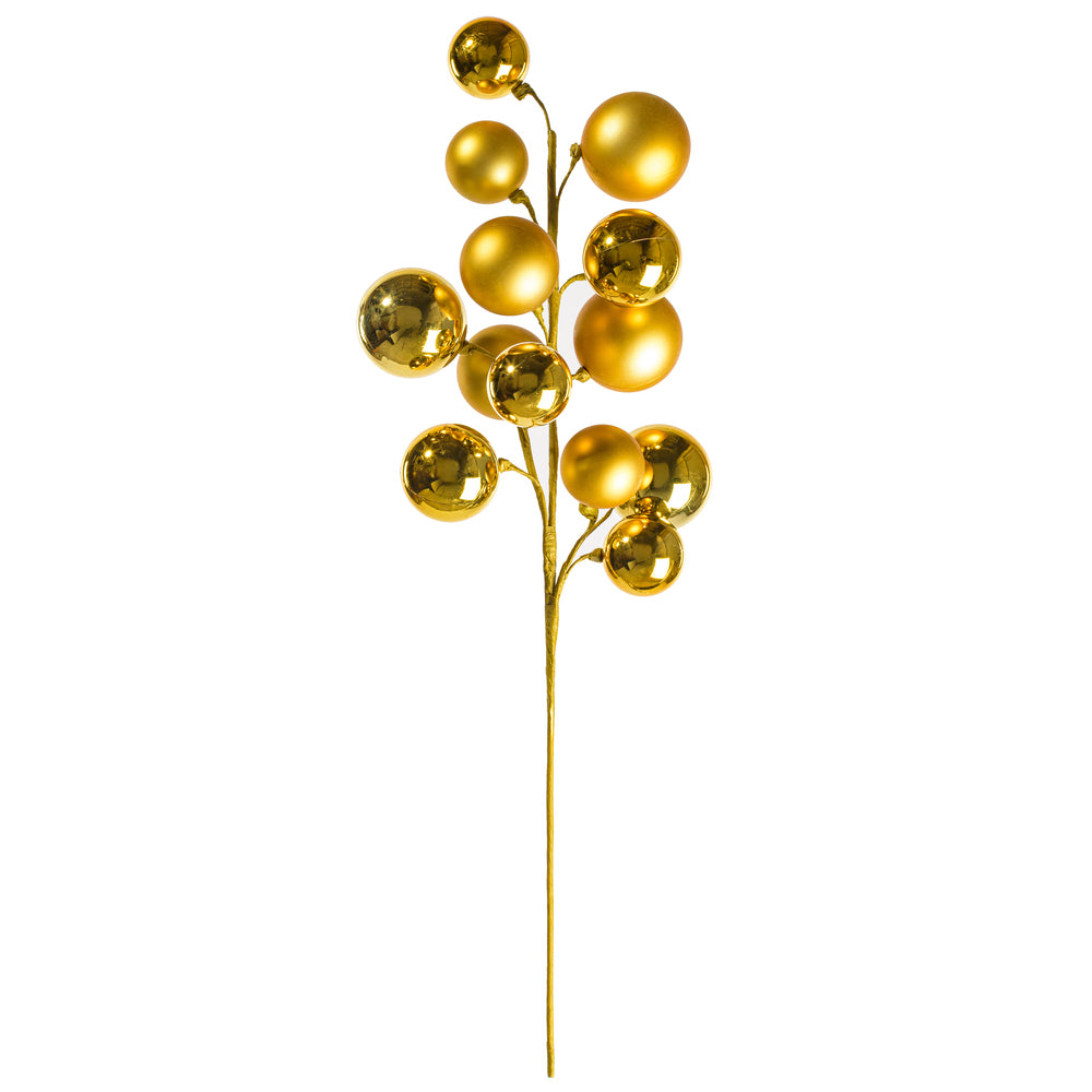30" Gold Matte Shiny Ball Orn Spray 2-3"