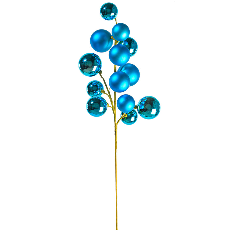 30" Turquoise Mat Shn Ball Orn Spry 2-3"