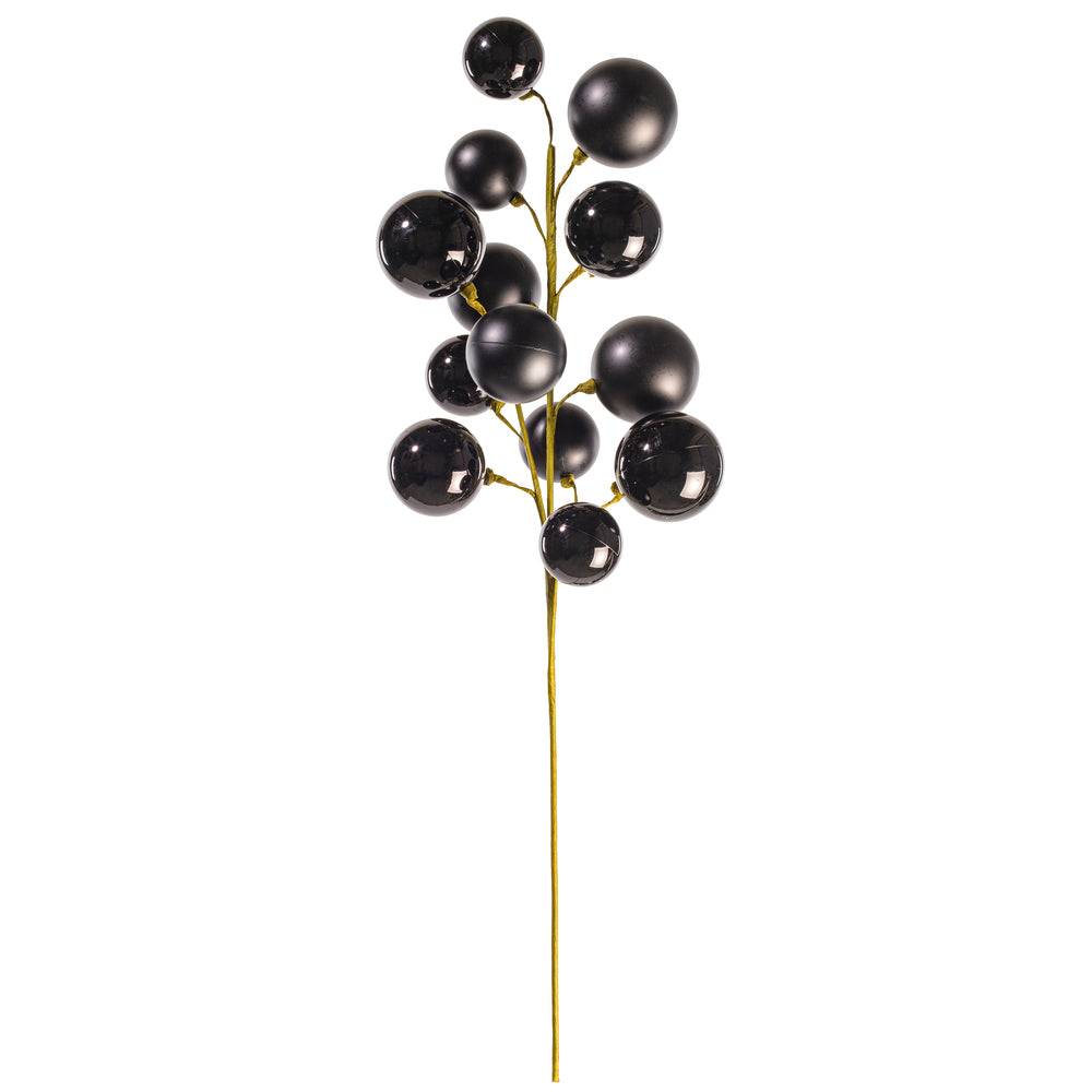 30" Black Matt Shiny Ball Orn Spray 2-3"