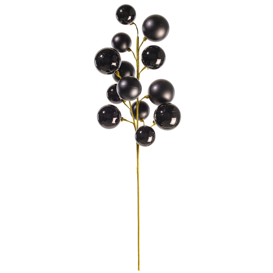 30" Black Matt Shiny Ball Orn Spray 2-3"