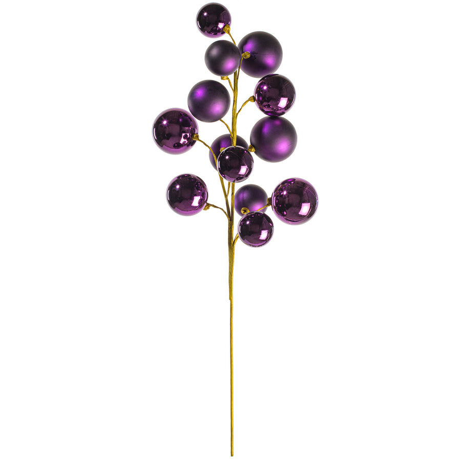 30" Plum Matte Shiny Ball Orn Spray 2-3"