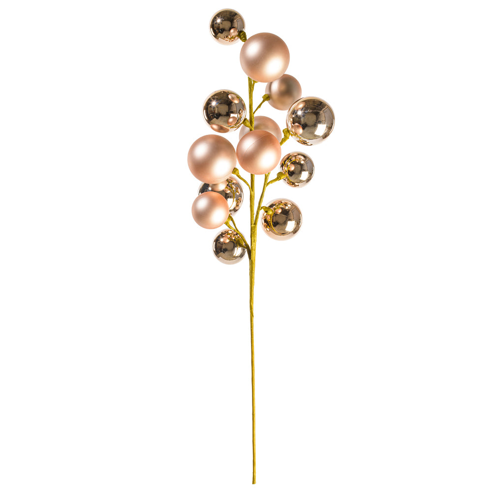 30" Rose Gold Mat Shn Ball Orn Spry 2-3"