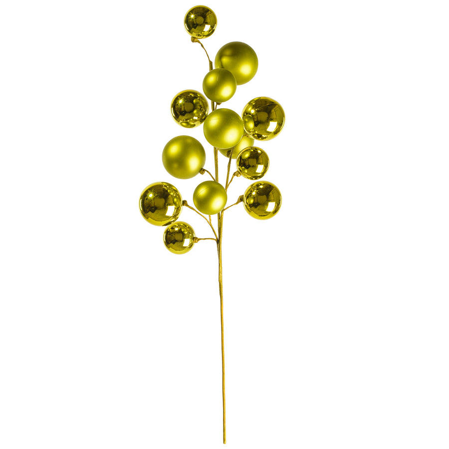 30" Lime Matte Shiny Ball Orn Spray 2-3"