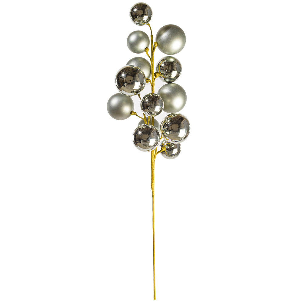 30" Pewter Matt Shny Ball Orn Spray 2-3"
