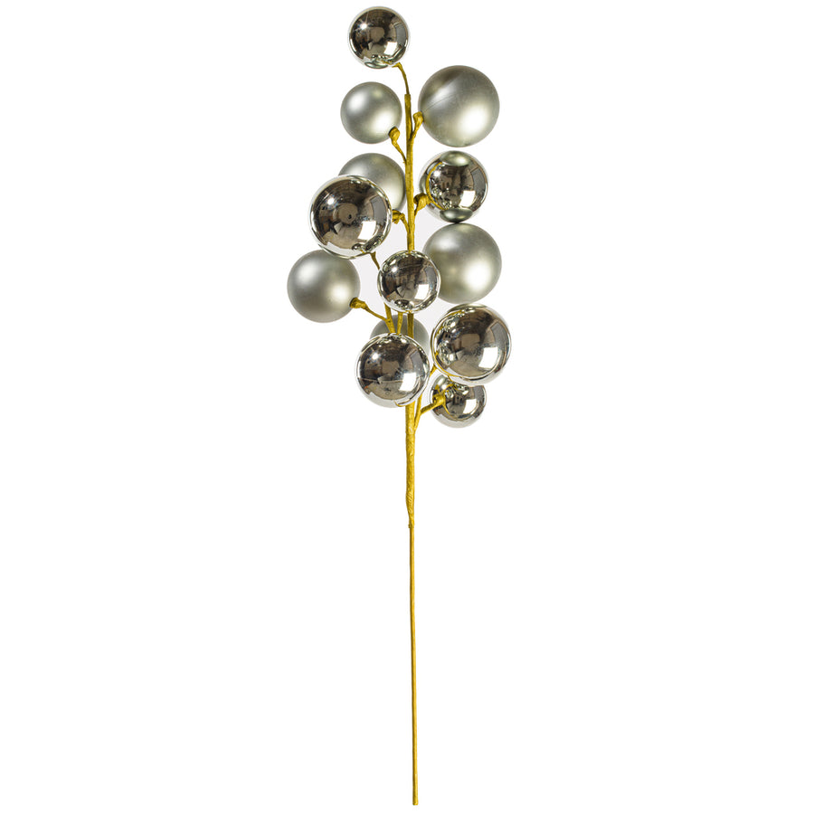 30" Pewter Matt Shny Ball Orn Spray 2-3"
