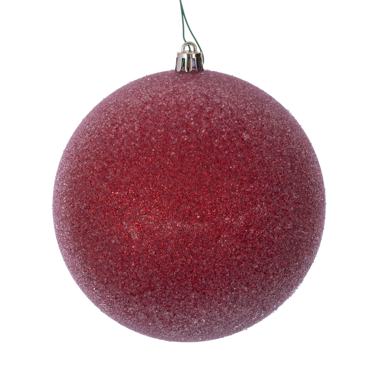 10" Red Iced Ball Ornament