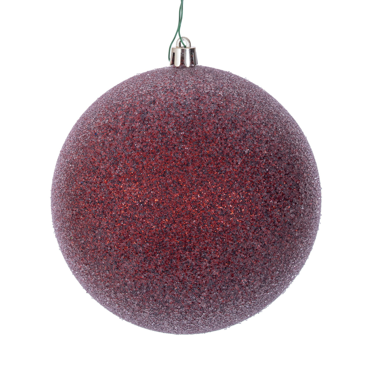8" Burgundy Iced Ball Ornament