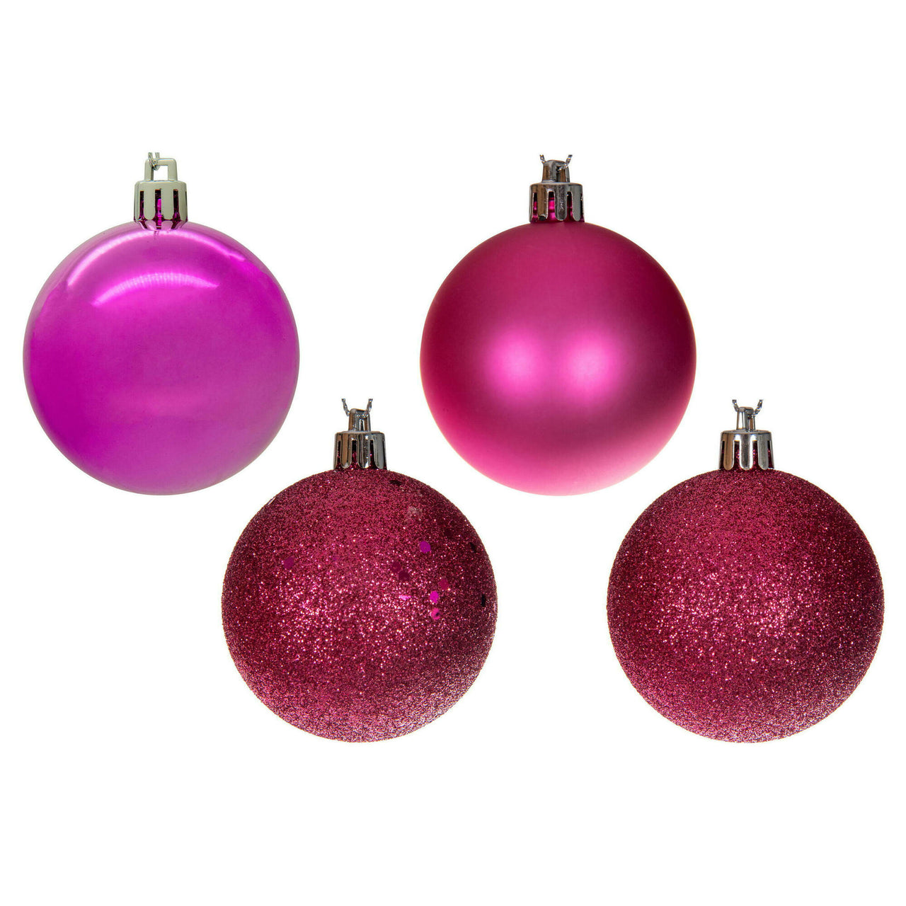 2.4" Hot Pink 4 Finish Orn Asst