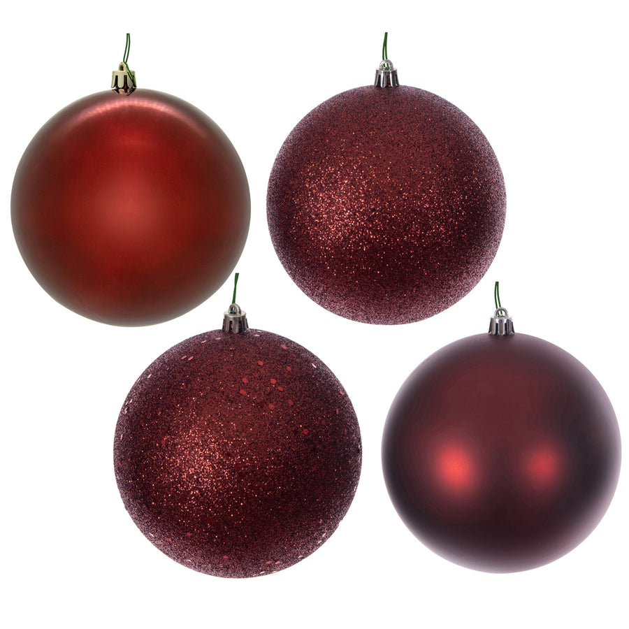2.4" Crimson Red 4 Finish Orn Asst