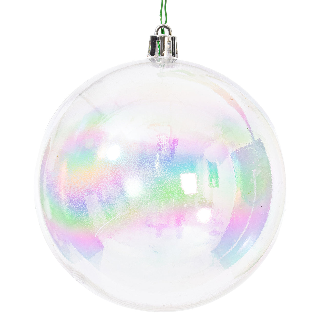 4" Clear Iridescent Ball Drilled