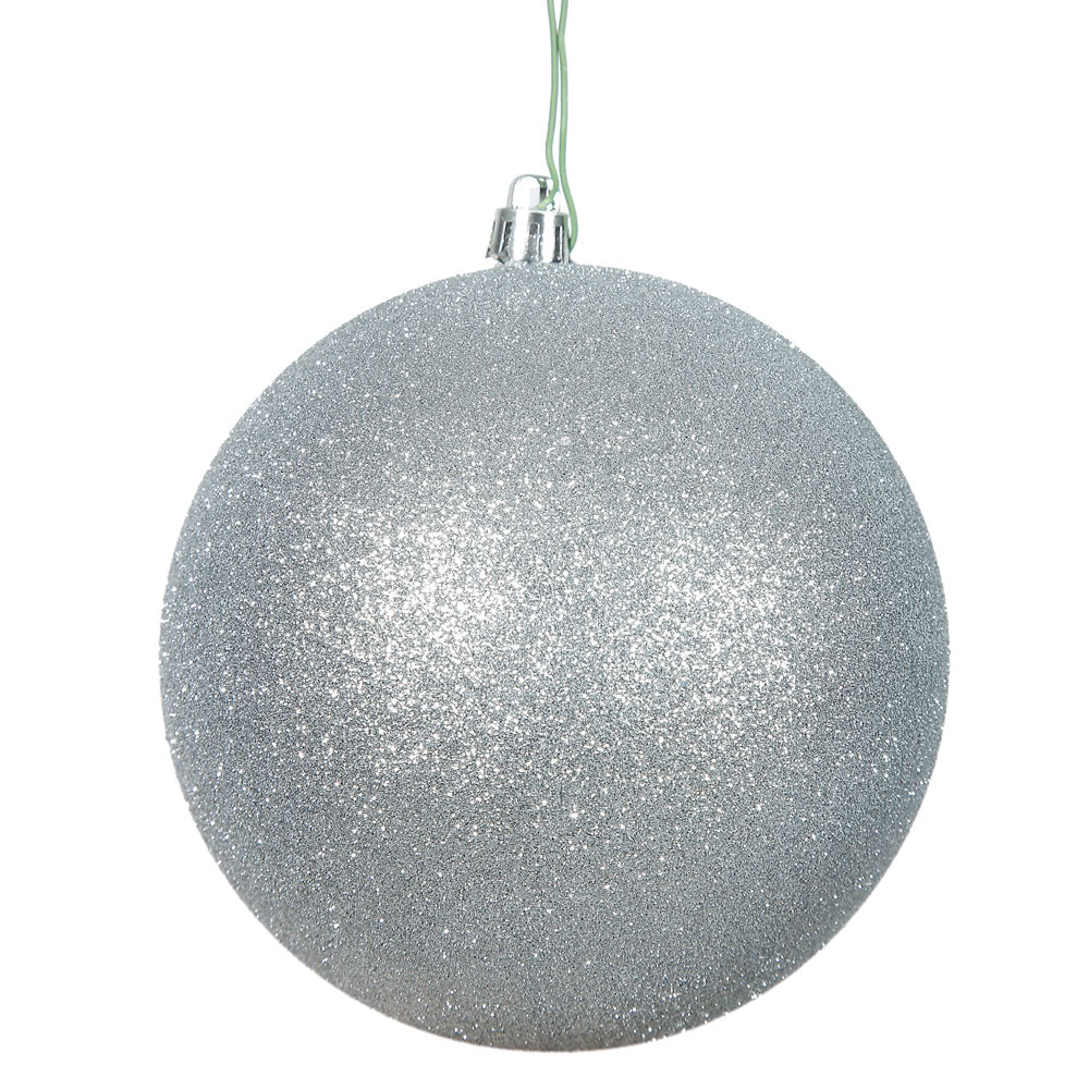 8" Silver Glitter Ball Drilled
