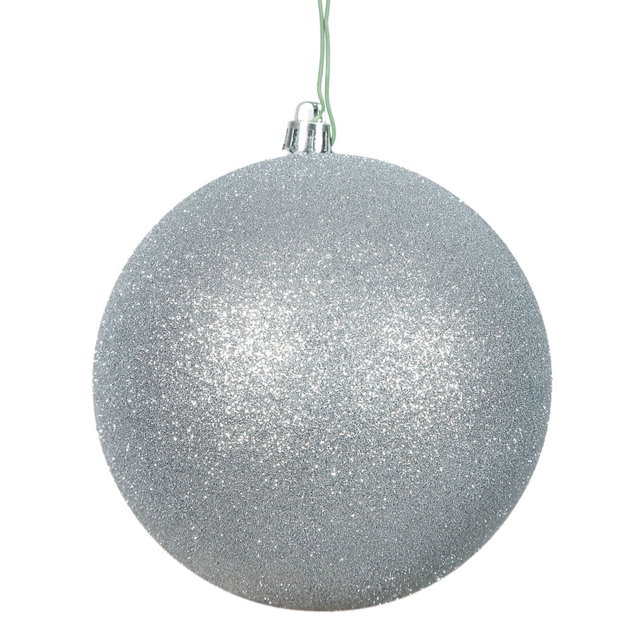 8" Silver Glitter Ball Drilled