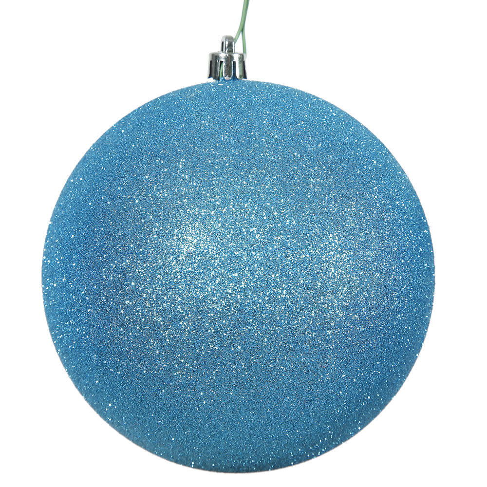 4" Turquoise Glitter Ball Drilled