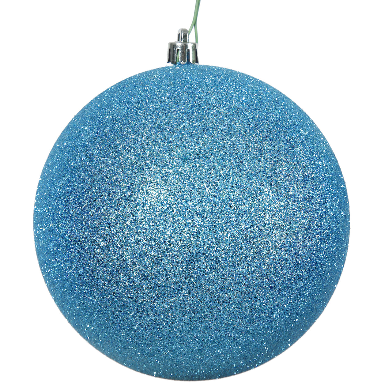12" Turquoise Glitter Ball Drilled Cap