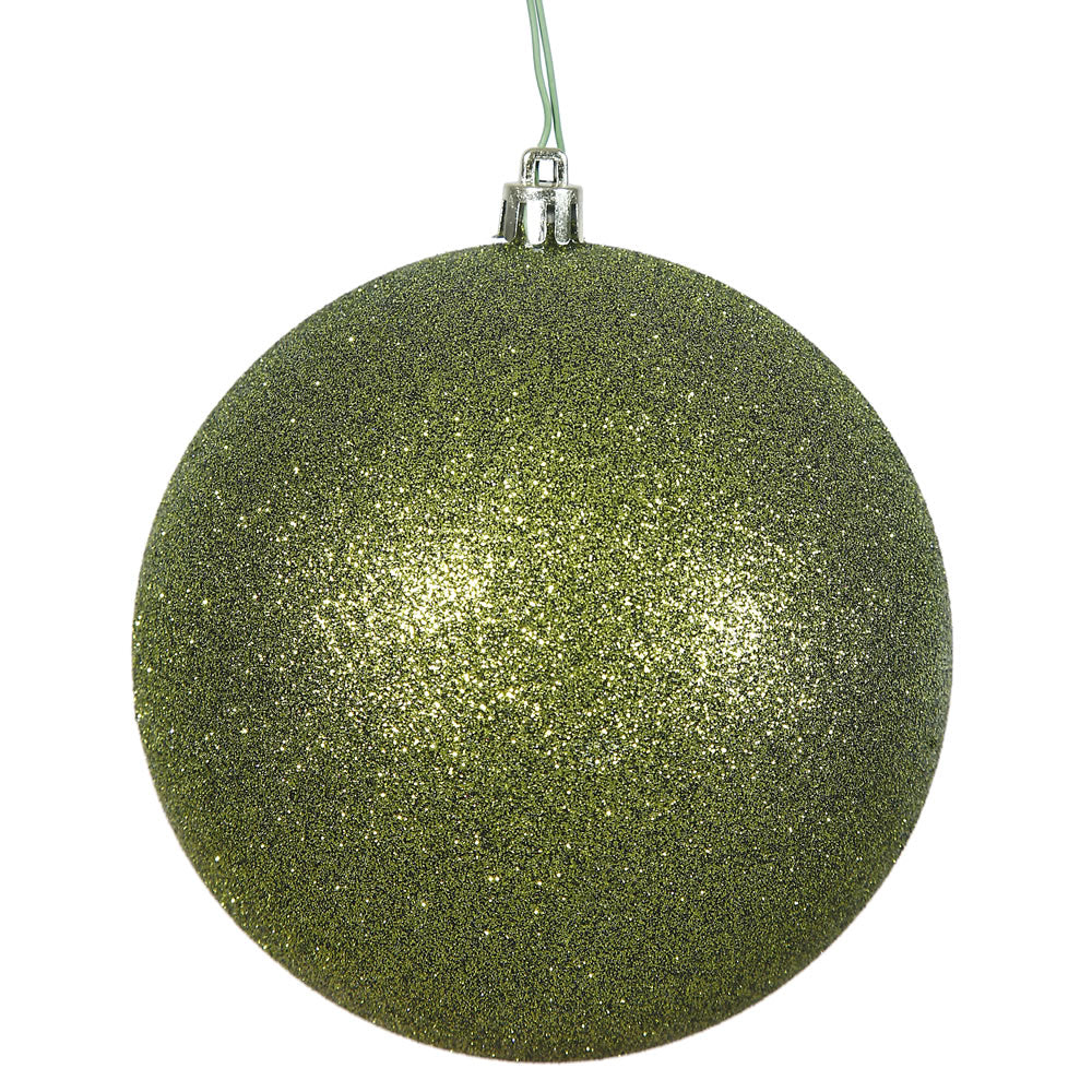 8" Olive Glitter Ball Drilled