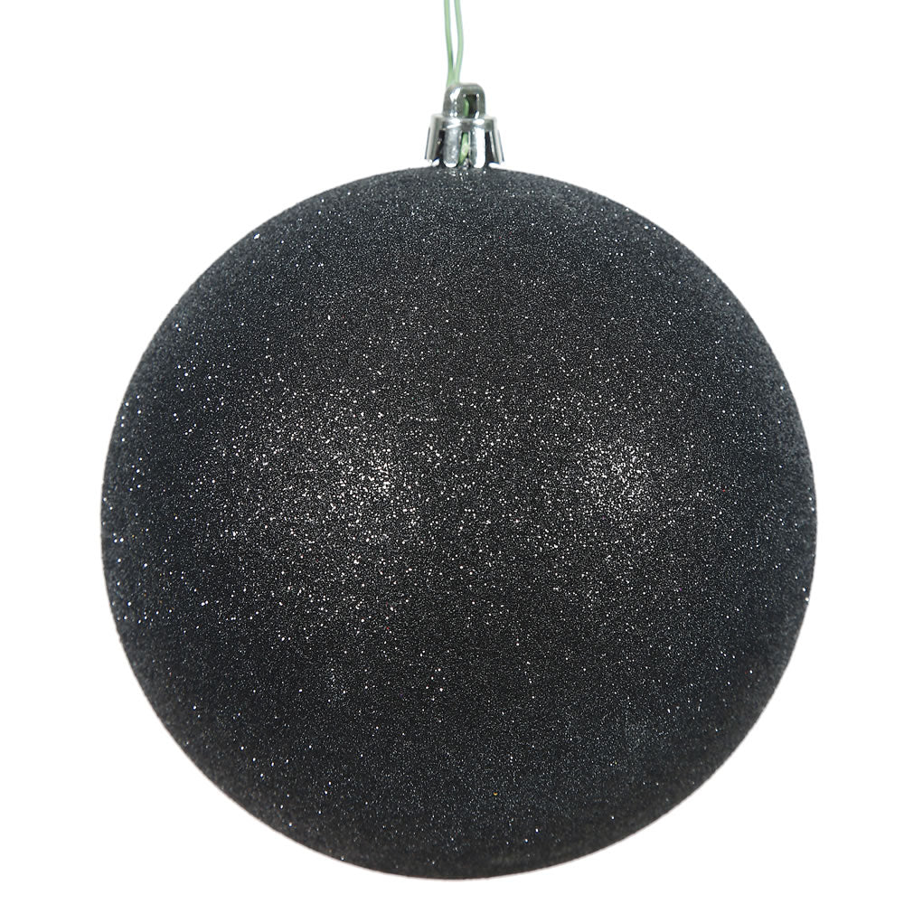 3" Black Glitter Ball Drilled