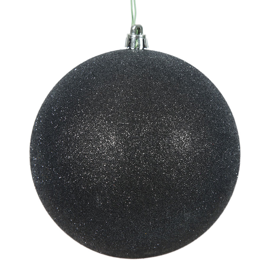 3" Black Glitter Ball Drilled