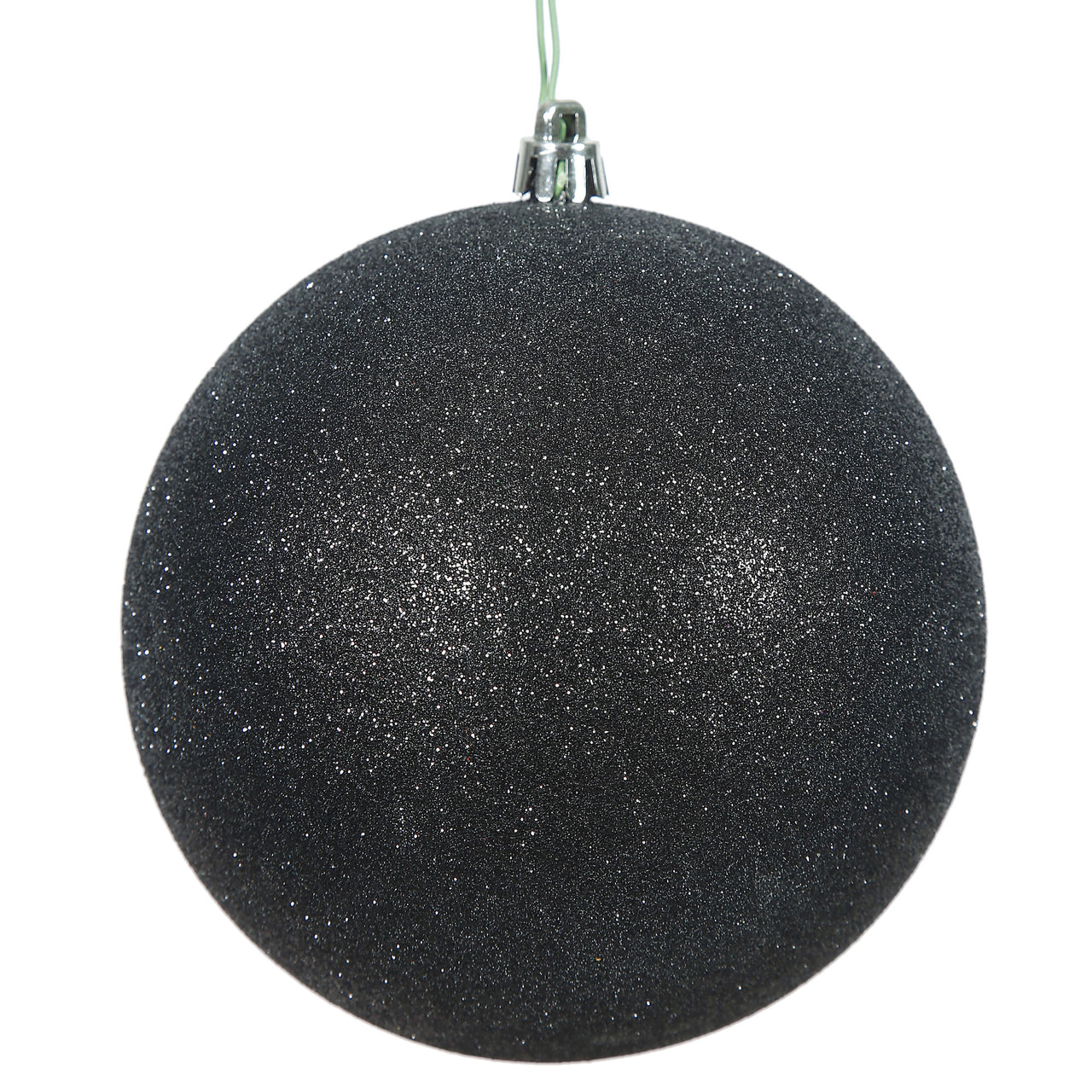 10" Black Glitter Ball Drilled Cap