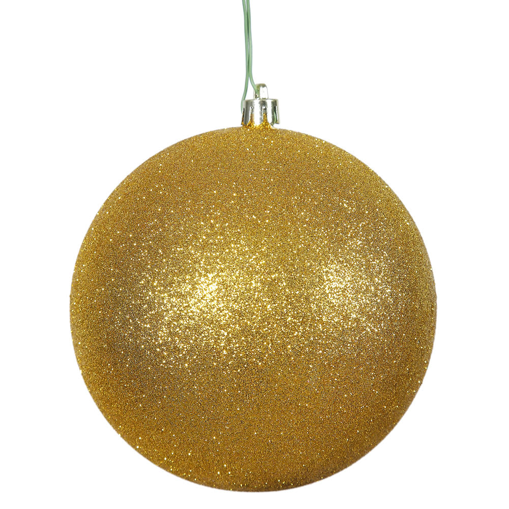 3" Ant. Gold Glitter Ball Drilled