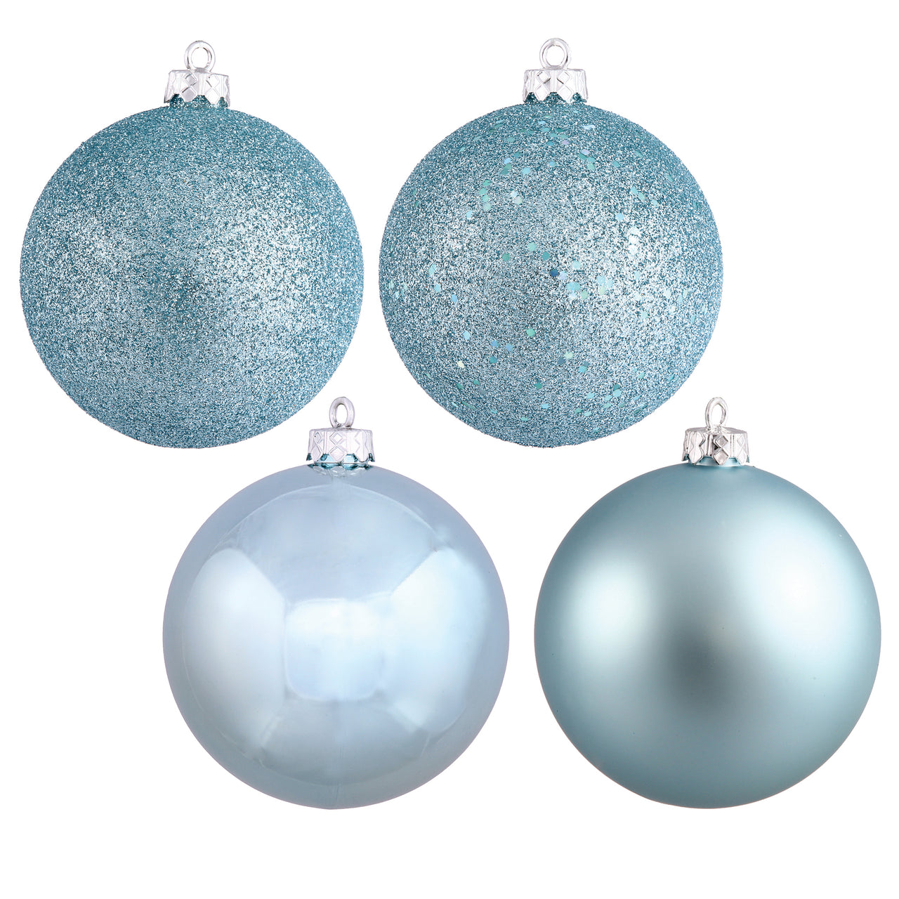 2.4" Baby Blue 4 Finish Orn Asst