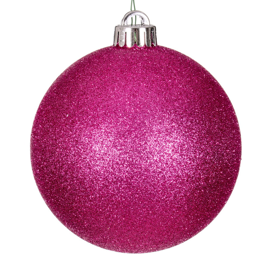 4.75" Hot Pink Glitter Ball Drilled