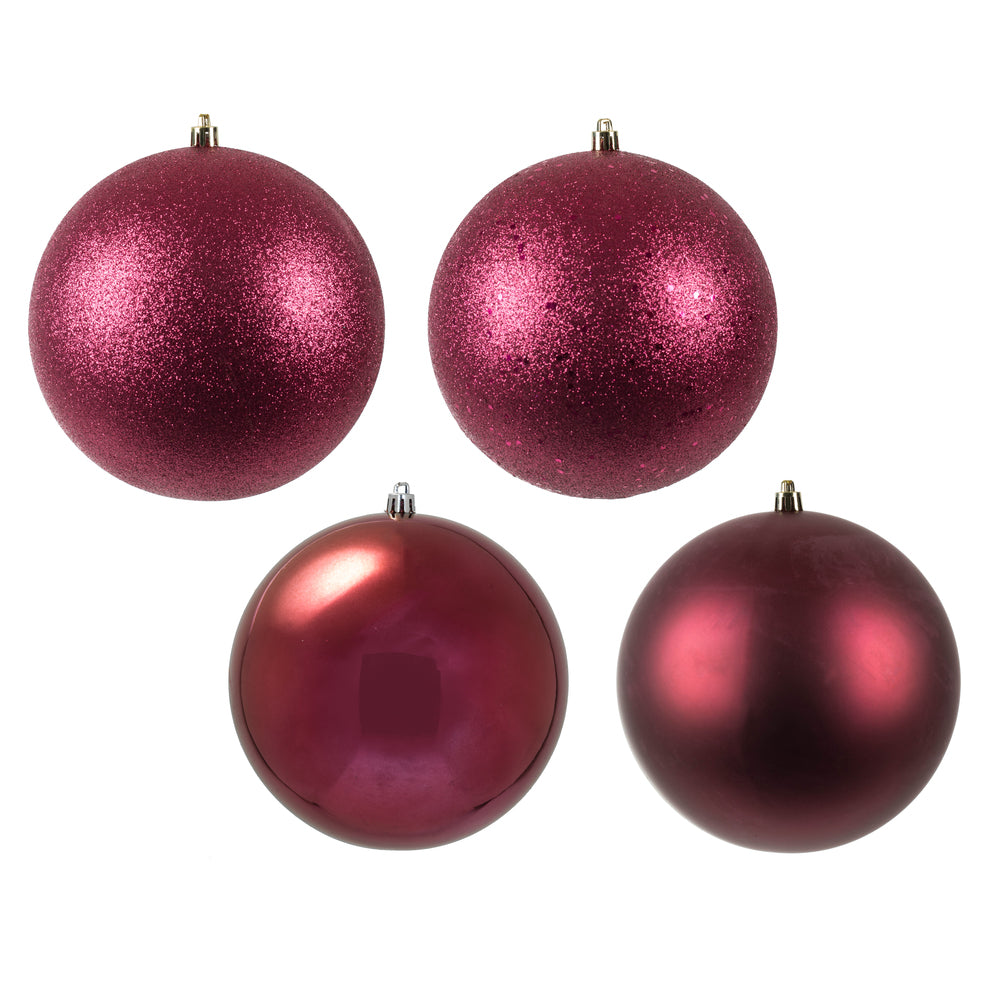 6" Berry Red 4 Finish Ball Orn