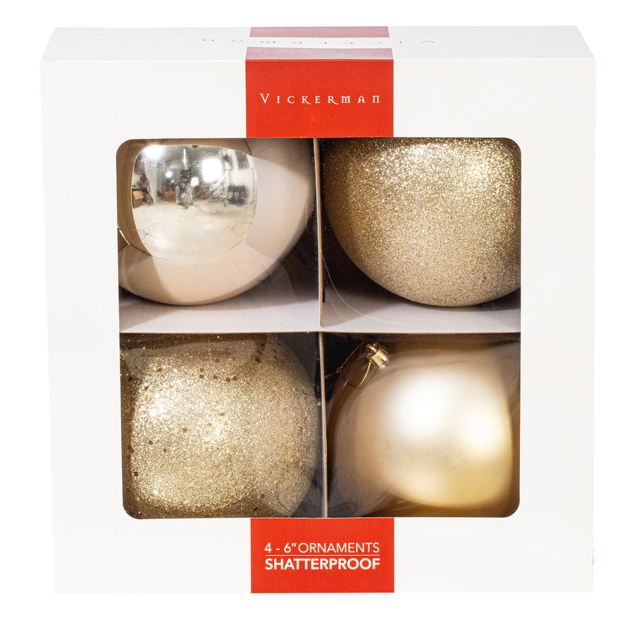 6" Champagne 4 Finish Ball Box of 4