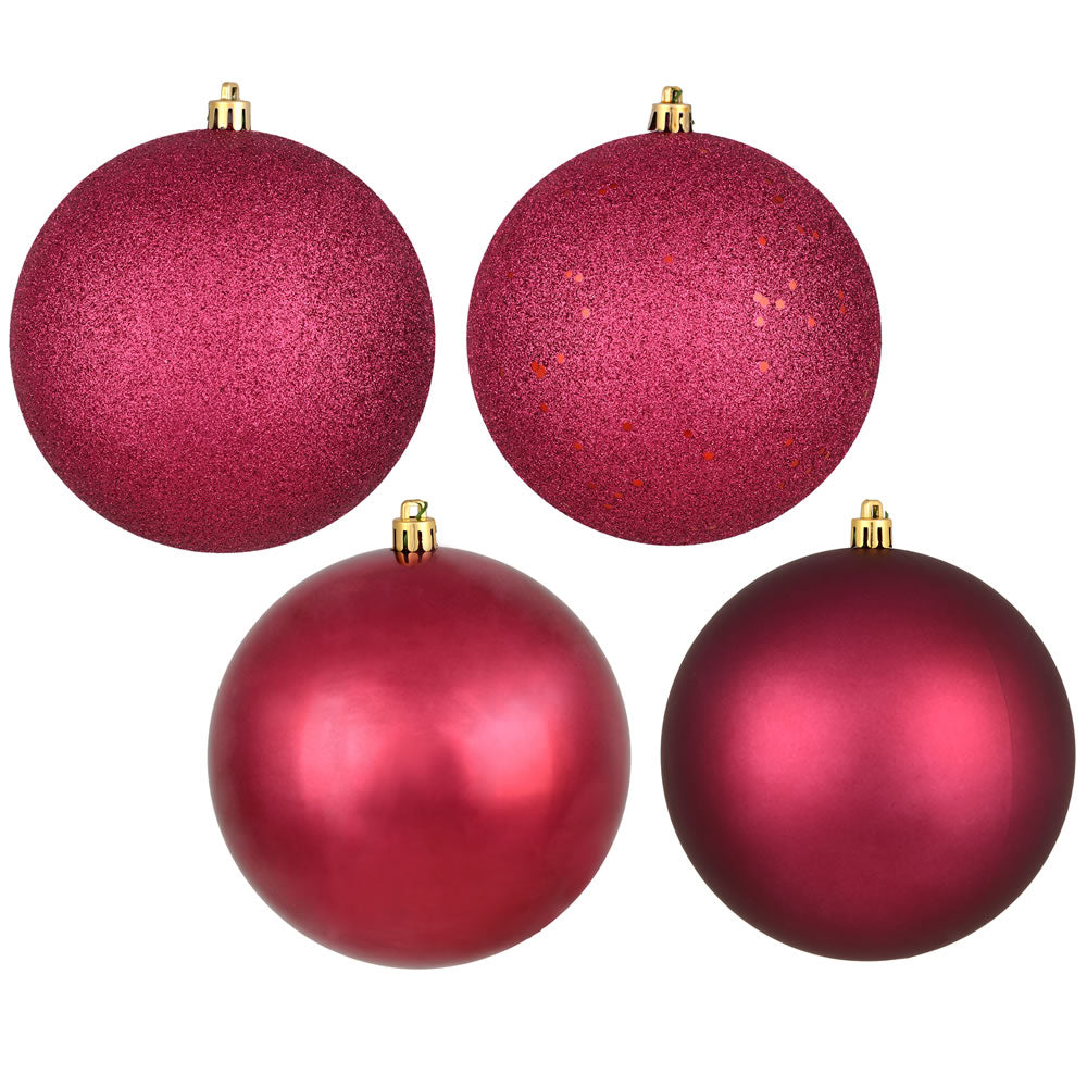 2.4" Berry Red 4-Finish Orn Asst