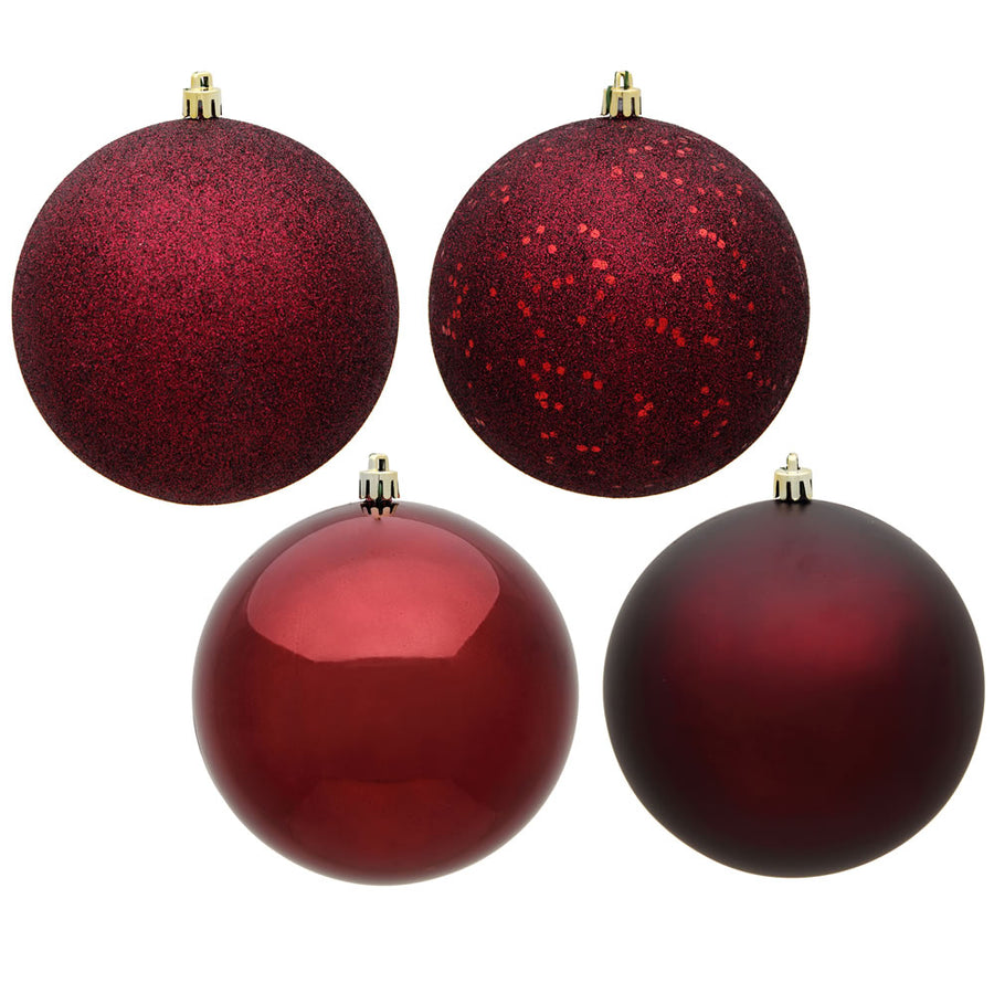 12" Burgundy Ball 4 Finish Asst