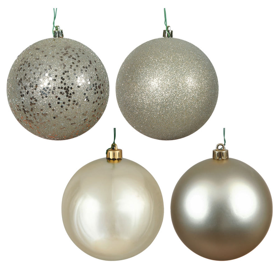 4" Champagne 4 Finish Orn Asst