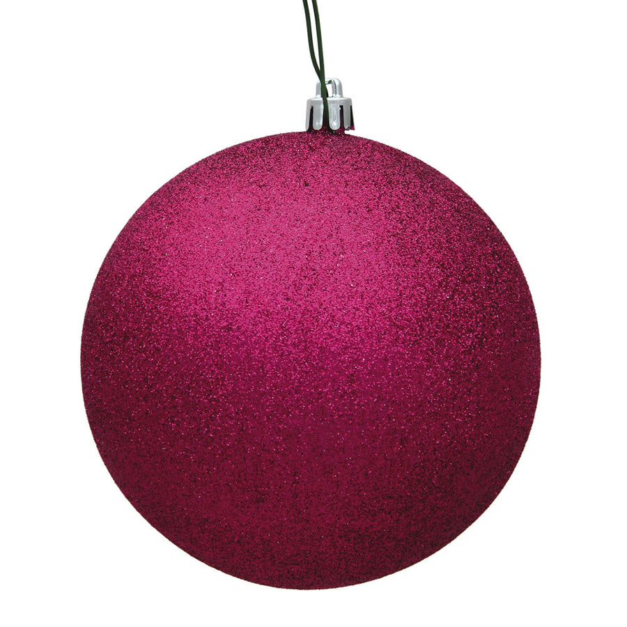 6" Fuchsia Glitter Ball Drilled