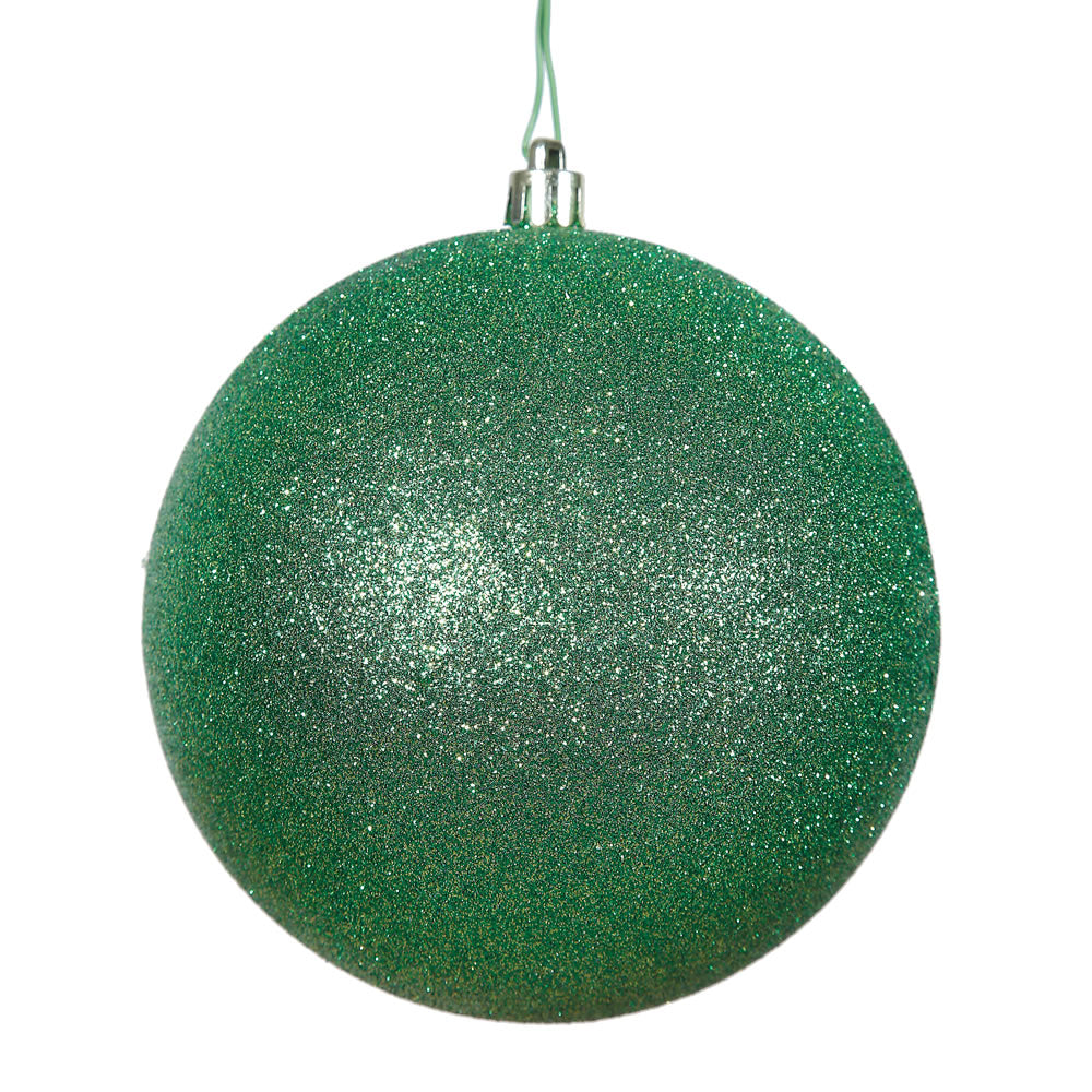 3" Green Glitter Ball Drilled
