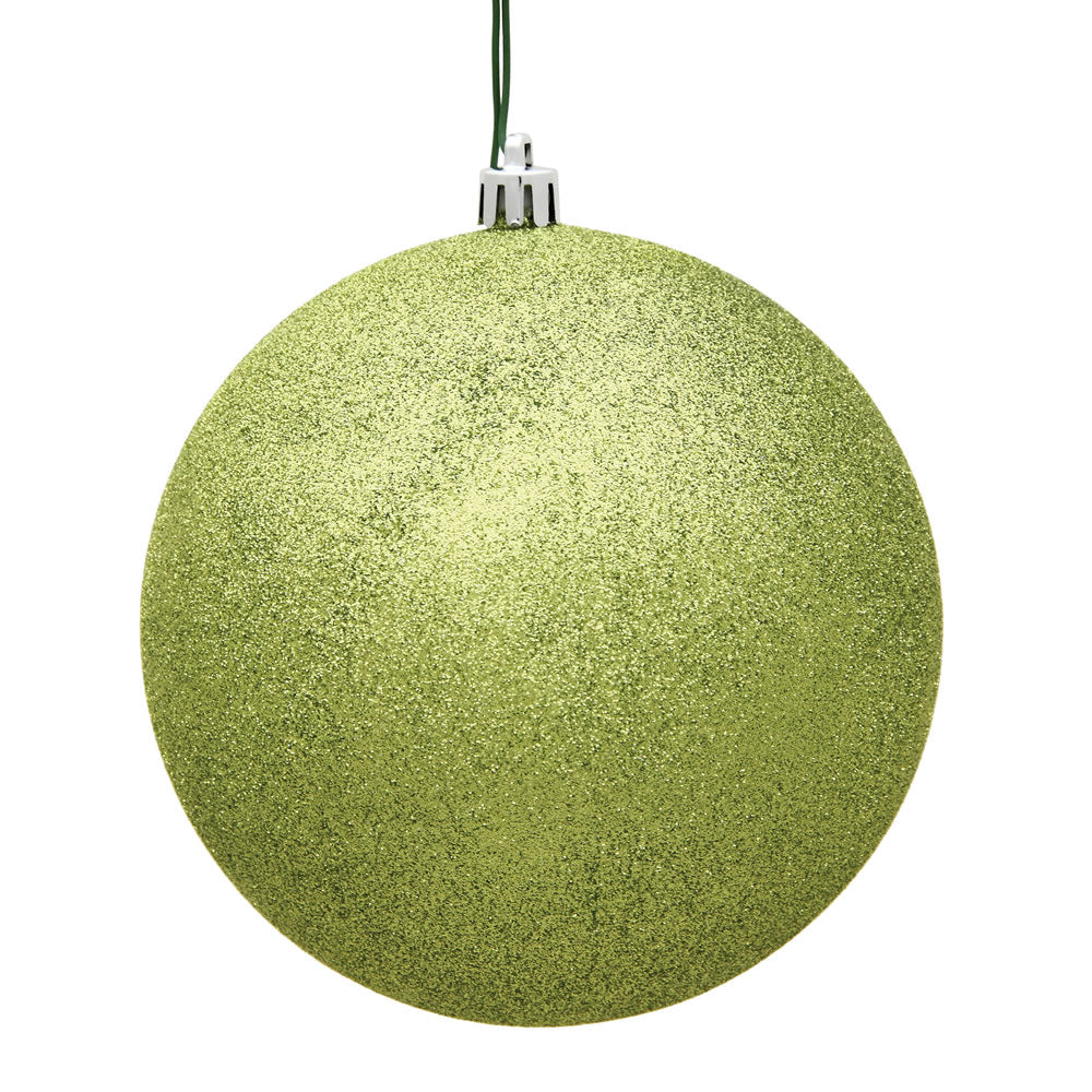 6" Lime Glitter Ball Drilled