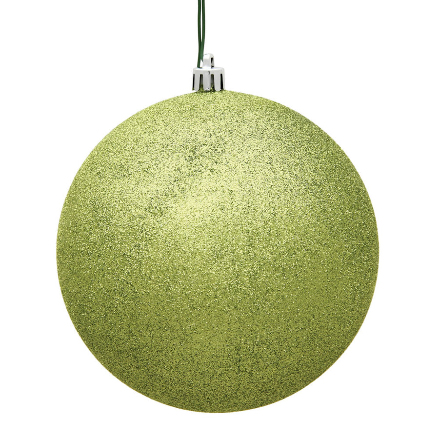 6" Lime Glitter Ball Drilled