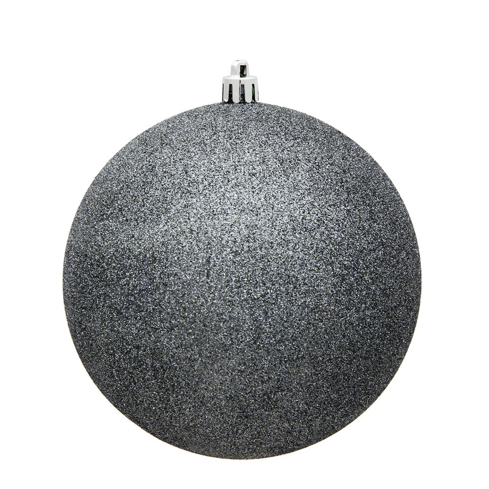 4" Pewter Glitter Ball Drilled