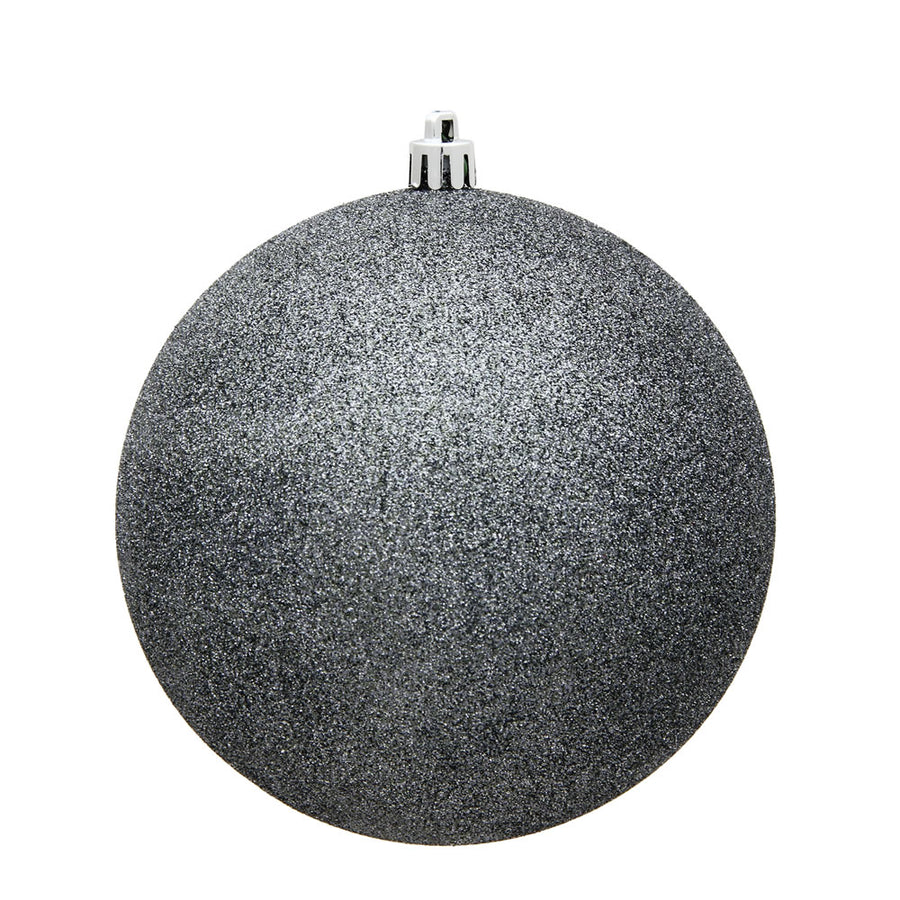 4" Pewter Glitter Ball Drilled