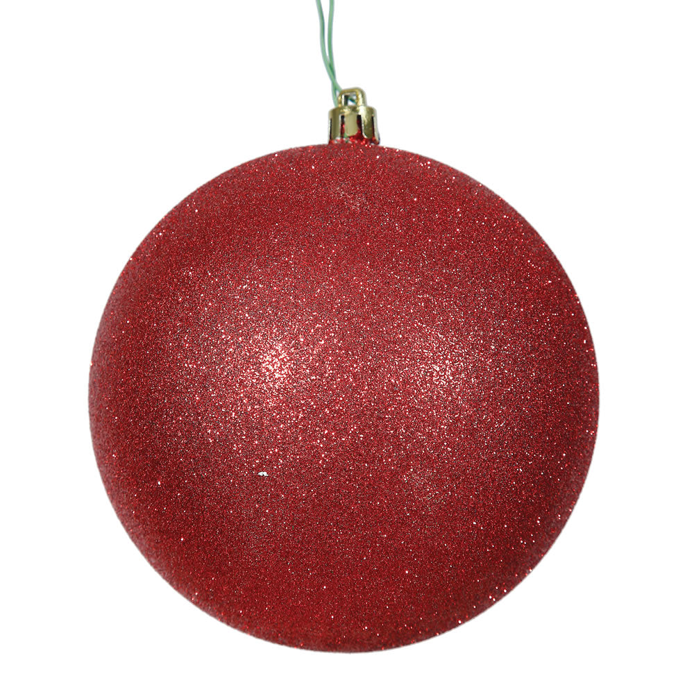 4" Red Glitter Ball Drilled